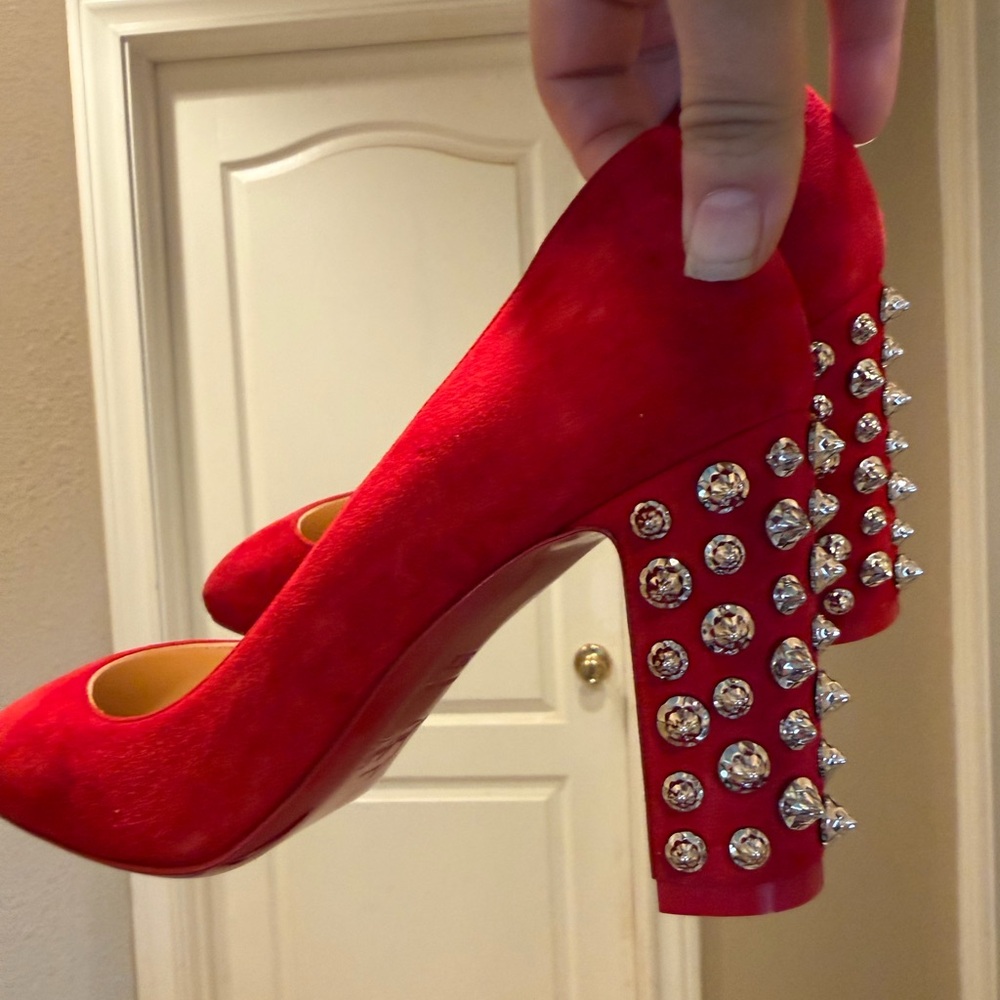 Christian Louboutin Red Crystal Studded Heels